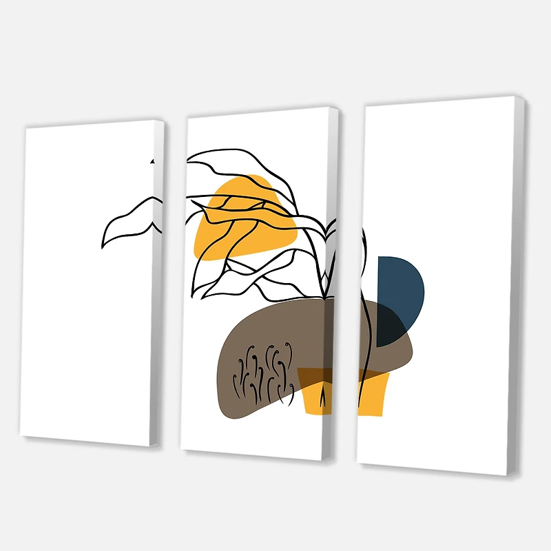 Designart - Abstract Flowers On Minimal Shapes V