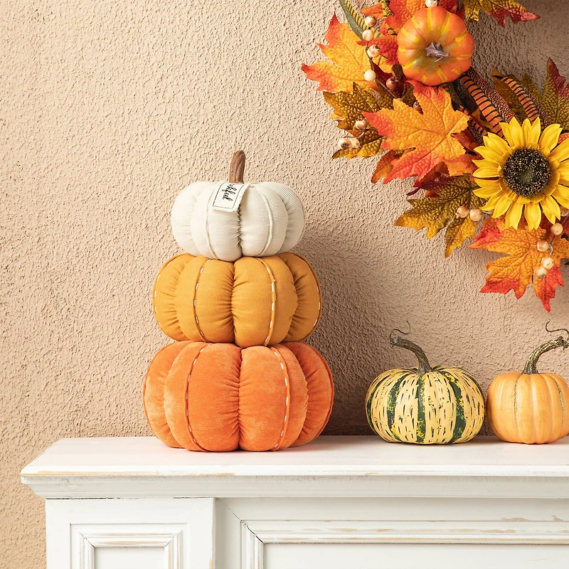 Glitzhome® 13" Fall Stacked Fabric Pumpkin