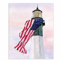 10" Patriotic Lighthouse Tabletop Canvas