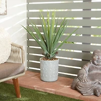38" Green Faux Foliage Agave Artificial Plant With Gray Ceramic Pot