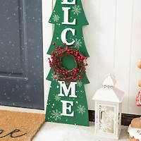 Glitzhome® 3.5ft. Wooden Welcome Christmas Tree Porch Sign