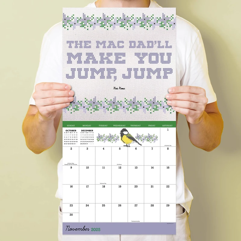 TF Publishing 2025 Cross Stitch Lyrics Wall Calendar