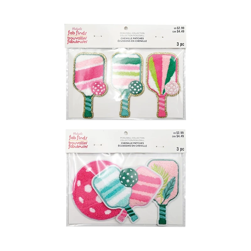 Assorted Pickleball Chenille Patches, 3pc. by Fab Finds