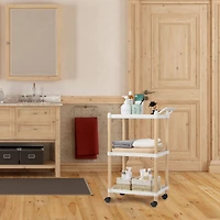 White Utility Cart 3-Tier Kitchen Rolling Organizer