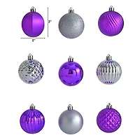 101ct. 2" Purple & Silver Shatterproof Ball Ornaments