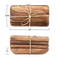 Hello Honey® Acacia Wood Trays with Seagrass Tie, 4ct.