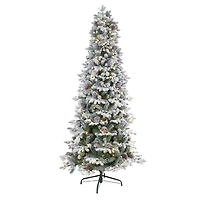 7.5ft. Pre-Lit Flocked Alaskan Artificial Christmas Tree, White LED Lights