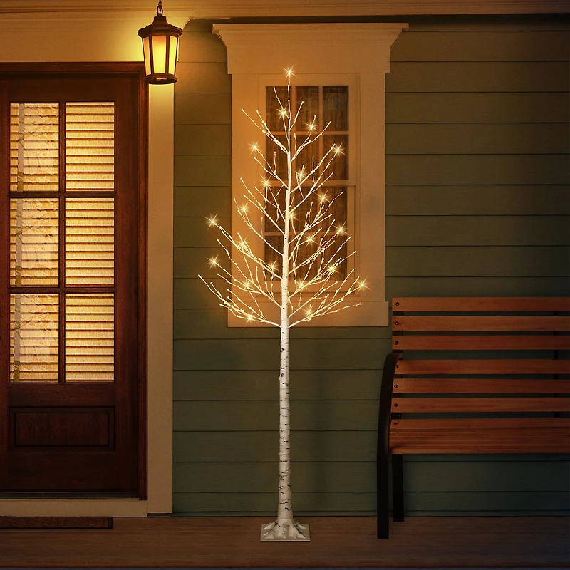 8ft. Pre-Lit White Artificial Twig Christmas Tree, Clear Lights