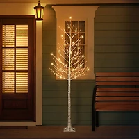 8ft. Pre-Lit White Artificial Twig Christmas Tree, Clear Lights