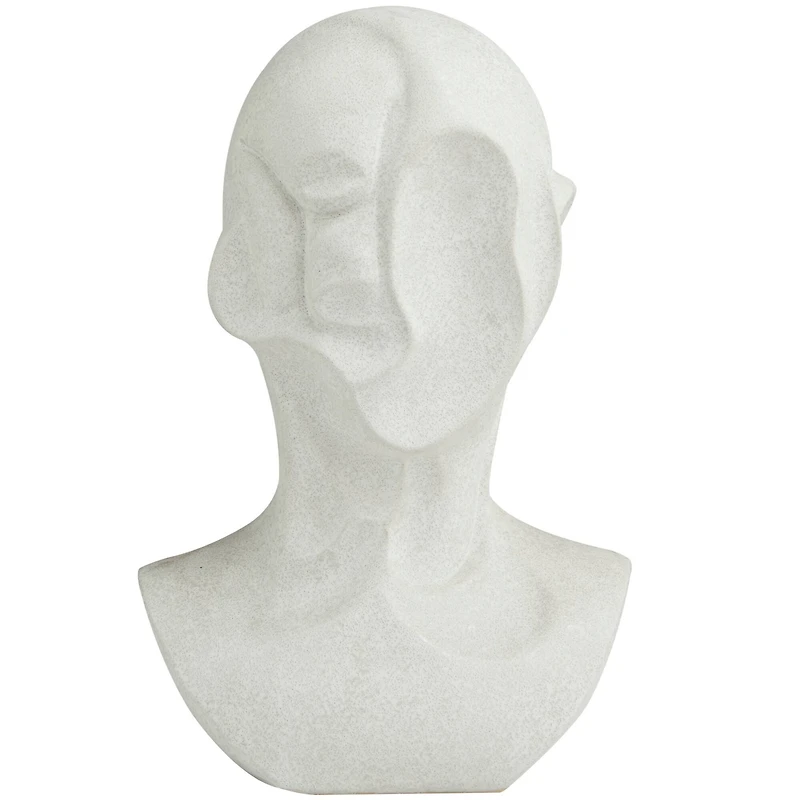 19" White Ceramic Cubist Inspired Head Sculpture