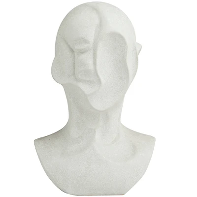 19" White Ceramic Cubist Inspired Head Sculpture