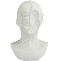 19" White Ceramic Cubist Inspired Head Sculpture