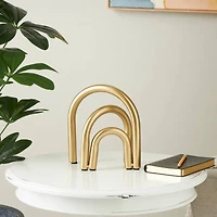 8" Gold Metal Geometric Overlapping Arch Sculpture