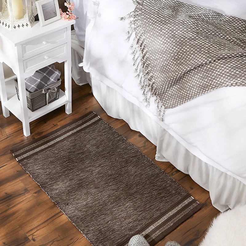 DII® Modern Stripe Variegated Handwoven Recycled Yarn Rug