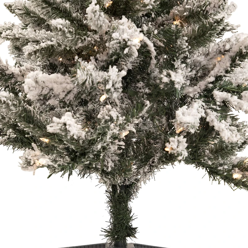 4ft. Pre-Lit Flocked Pine Slim Artificial Christmas Tree, Clear Lights