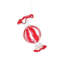 Glass Peppermint Candy Ornaments Set