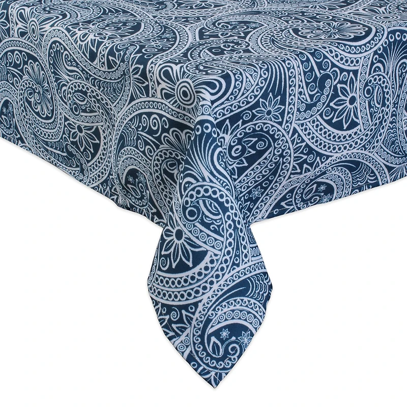 Blue Paisley Print Outdoor Tablecloth 60" x 84"