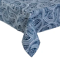 Blue Paisley Print Outdoor Tablecloth 60" x 84"