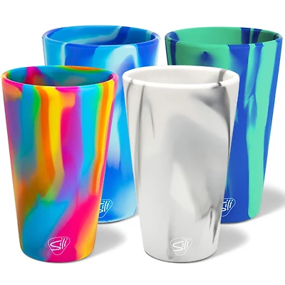 Silipint® 16oz. Headwaters, Mountain Marble, Arctic Sky & Hippie Hops Silicone Pint Glasses, 4ct.