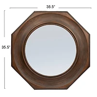 Hello Honey® Walnut Hexagonal Carved Wood Framed Wall Mirror