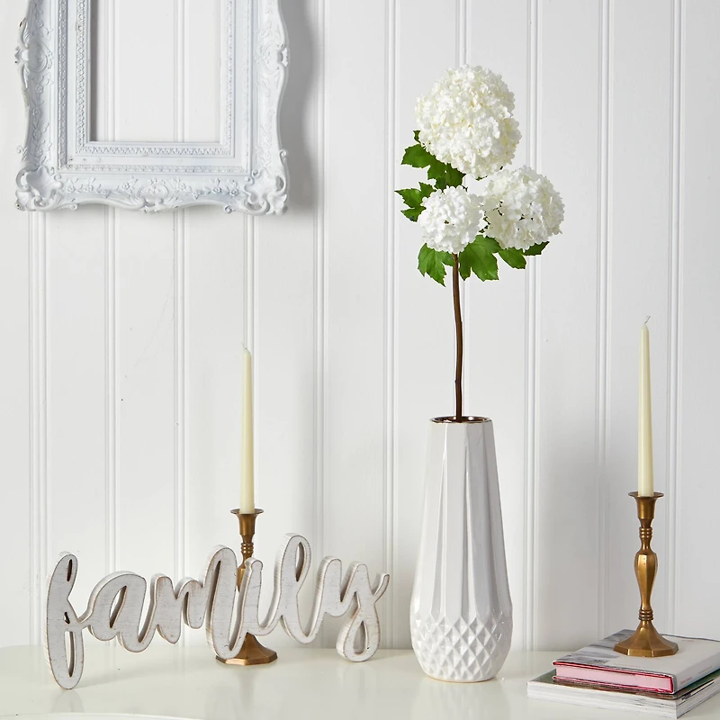 White Snowball Hydrangea Artificial Flower Stem, 2ct.