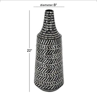 Black Shell Contemporary Vase, 22" x 8" x 8"