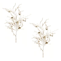 Flocked Sleigh Bell Twig Branches, 2ct.