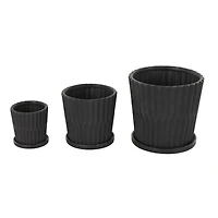Double Ribbed Textured Ceramic Planter Set