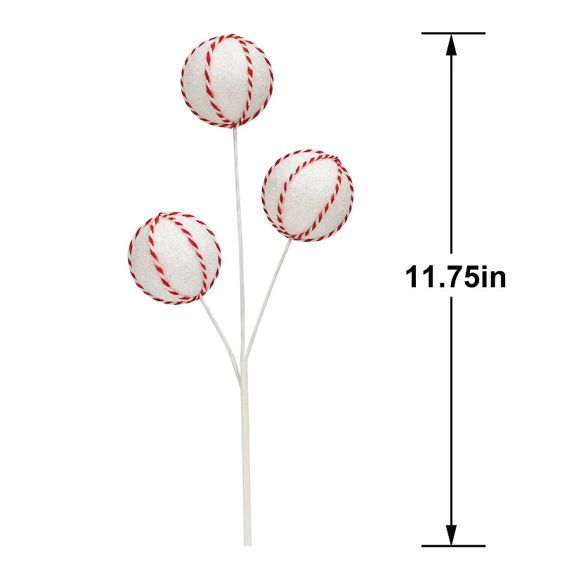 11.75" Red & White Ball & Twine Ornament Pick by Ashland®