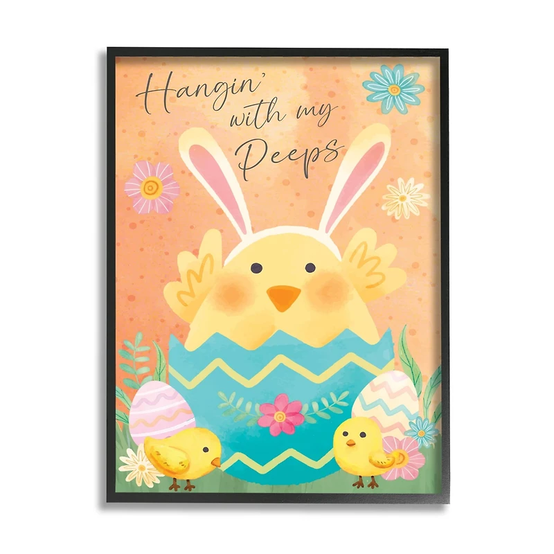 Stupell Industries Hangin' With My Peeps Easter Egg Chicks Framed Giclee Art
