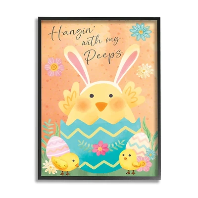 Stupell Industries Hangin' With My Peeps Easter Egg Chicks Framed Giclee Art