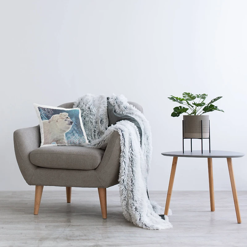 Stupell Industries Smiling Polar Bears Winter Trees Throw Pillow