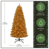 9ft. Pre-Lit True Gold Metallic Artificial Christmas Tree, White LED Lights