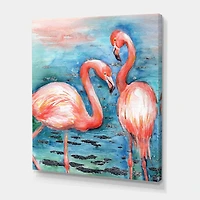 Designart - Pink Flamingos In Blue Water I