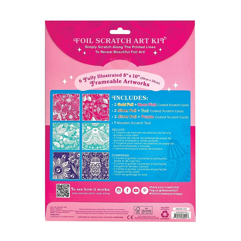 OOLY Scratch & Shine Glorious Garden Foil Scratch Art Kit