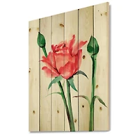 Designart - Red Rose With Buds