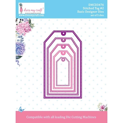 Dress My Craft Stitched Tag #2 Basic Designer Dies