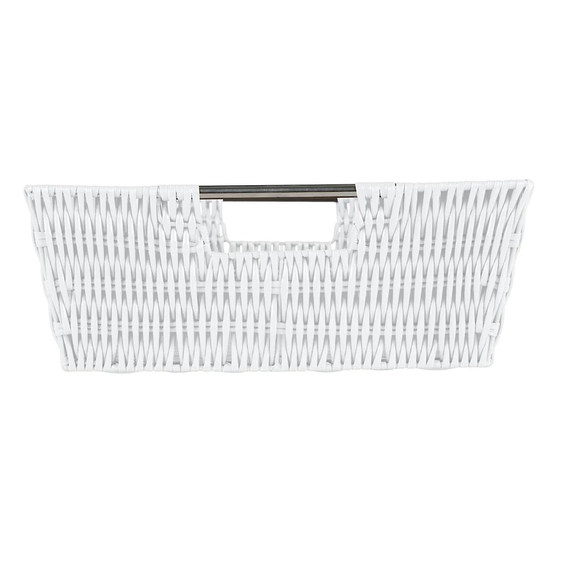 Simplify White Shelf Storage Rattan Tote Basket