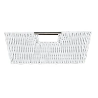 Simplify White Shelf Storage Rattan Tote Basket