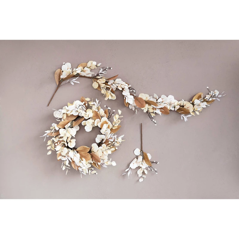 Hello Honey® 30" Cream Faux Magnolia & Eucalyptus Wreath 