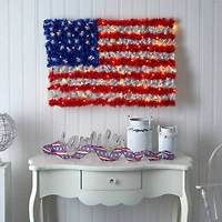 3ft. Pre-Lit Red, White & Blue American Flag Wall Panel, Warm LED Lights