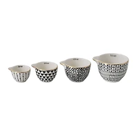 Hello Honey® Black & White Stoneware Measuring Cups with Gold Electroplating, 4ct.