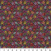Camelot Fabrics Black Sugar Skulls Cotton Precut Fabric