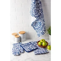 DII® Nautical Blue Damask Dishtowel, 2ct.
