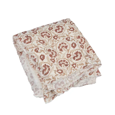 Hello Honey® 60" Tan & Rose Woven Cotton & Sherpa Throw Blanket