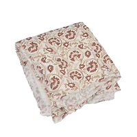 Hello Honey® 60" Tan & Rose Woven Cotton & Sherpa Throw Blanket