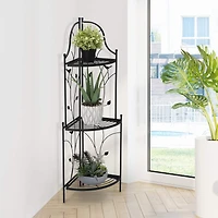 Glitzhome® 3-Tier Black Metal Corner Plant Stand