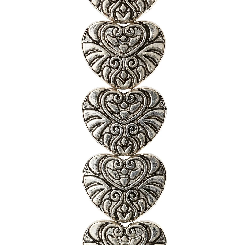 Silver-Plated Metal Heart Beads, 18mm by Bead Landing™