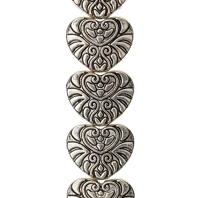 Silver-Plated Metal Heart Beads, 18mm by Bead Landing™