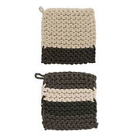 Hello Honey® Brown Cotton Crocheted Pot Holder Set